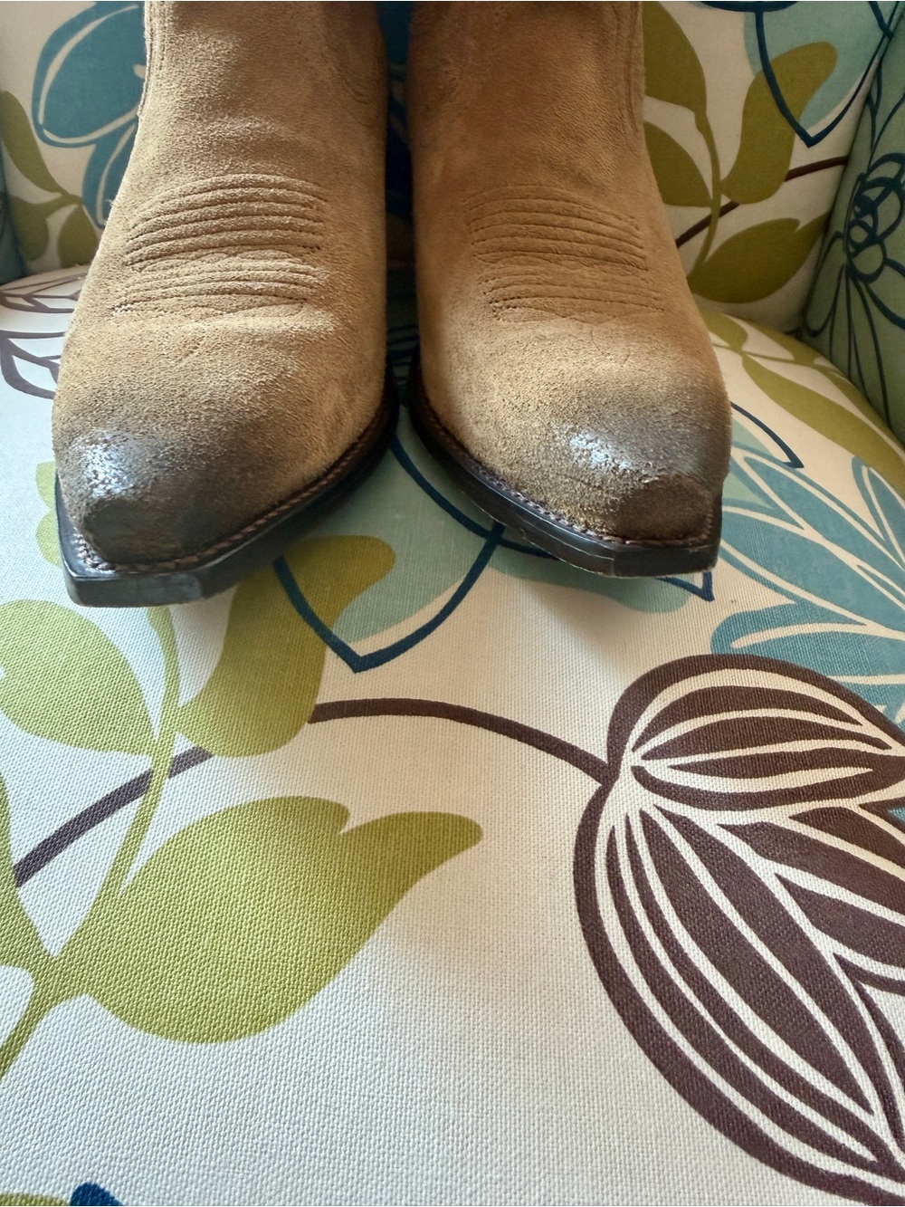 TECOVAS Sadie Tan Suede Cowboy Boots - size 9 **fits like 10** like new - Picture 2 of 5